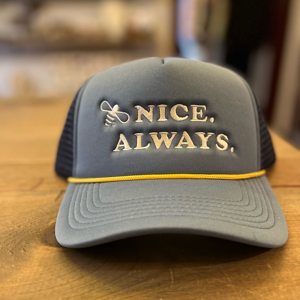 Be Nice Always Blue Trucker Hat